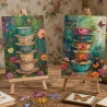 Moni Print Set Kunst - 4er Set Teetassen & Blumen 