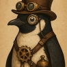 Steampunk Pinguin – Viktorianisches Tierportrait A4