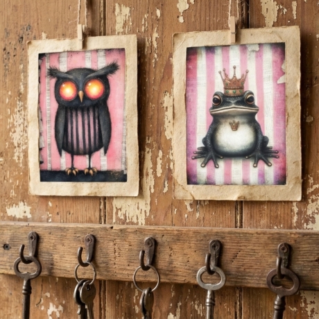 Spooky Animals Postkarten Set – Gothic Katze Eule Fledermaus