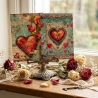 Vintage Love Letters Kunstkarten Set - 4er Set romantische Herz