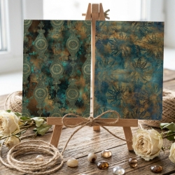 Luxus Postkarten Set Patina Blue | 4er Set Kunstprints Abstract