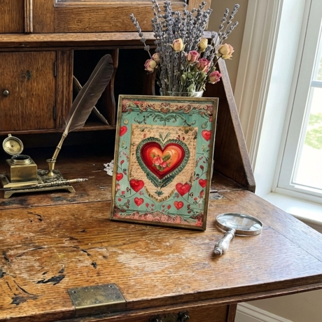 Vintage Love Letters Kunstkarten Set - 4er Set romantische Herz