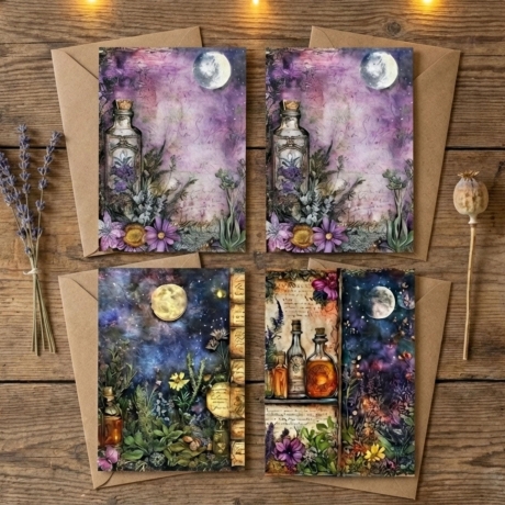 Magisches Kräuter Apotheke Postkarten Set - Elixier & Mond