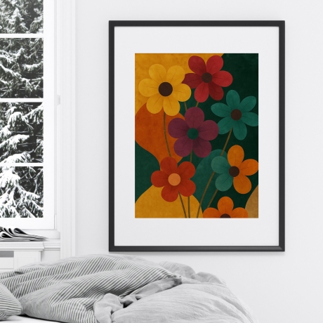 Flower Power – Retro Blumenposter A4