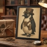 Steampunk Pinguin – Viktorianisches Tierportrait A4