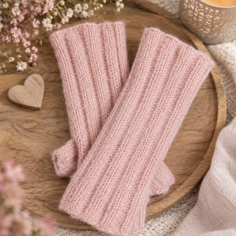 Handstulpen  aus  Alpaka, Cashmere, Maulbeerseide