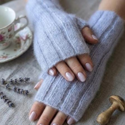Handstulpen aus Mohair, Cashmere , Maulbeerseide