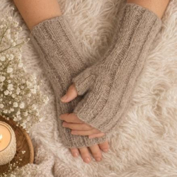 Handstulpen  aus   Alpaka, Cashmere, Maulbeerseide