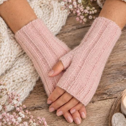 Handstulpen  aus  Alpaka, Cashmere, Maulbeerseide