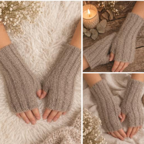 Handstulpen  aus   Alpaka, Cashmere, Maulbeerseide