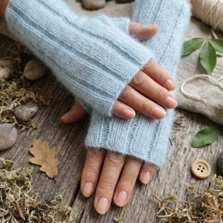 Handstulpen  aus  Mohair, Cashmere, Maulbeerseide