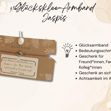 Jaspis Glücksklee Armband – Glücksbringer Symbol Armband