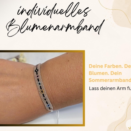 personalisiertes Armband mit floralem Muster | Wunschfarben
