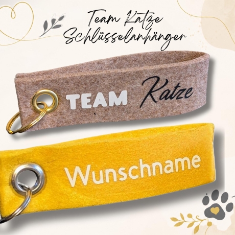 Schlüsselanhänger Team Katze personalisiert