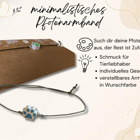 Pfoten Armband – verstellbares Armband mit Pfotenperle