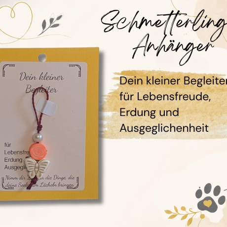 Schmetterling Glücksbringer | Anhänger mit Schmetterling & Rose