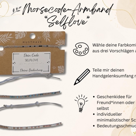 Morsecode Armband SELFLOVE | Handgemachtes Perlenarmband