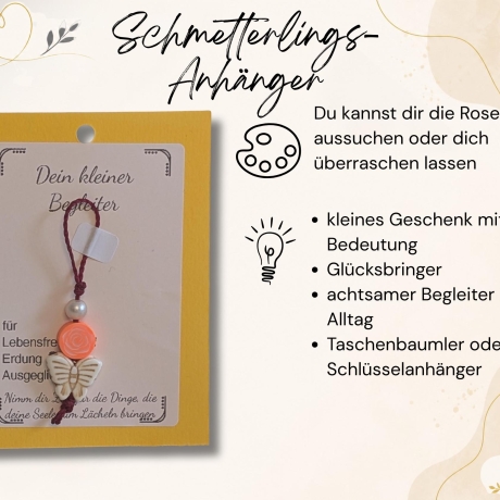 Schmetterling Glücksbringer | Anhänger mit Schmetterling & Rose