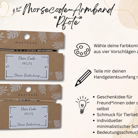 Morsecode Armband PFOTE | Hundeliebhaber Geschenk Pfote Armband