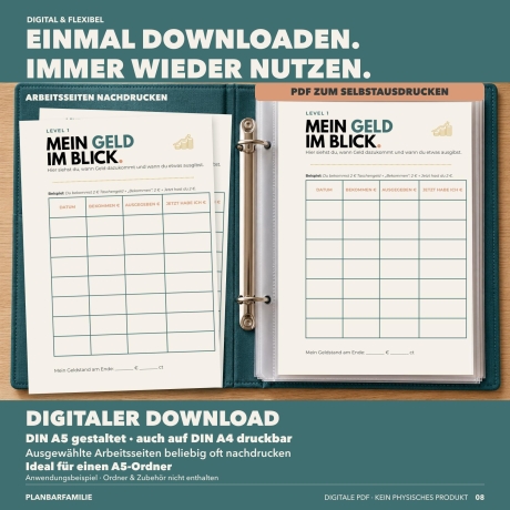 Finanzbuch für Kinder PDF | 8 Level Taschengeld & Sparen