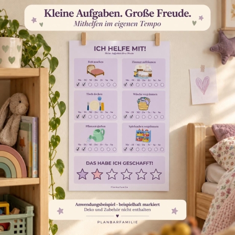 Aufgabenplan Kinder | 7 Seiten PDF | Grün & Lila