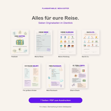Packliste Kinder PDF | Koffer packen mit Bilder-Checkliste