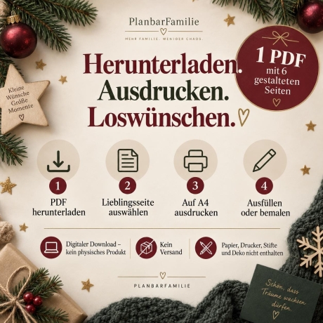 Weihnachts-Wunschzettel für Kinder | Weihnachtsbrief & Countdown