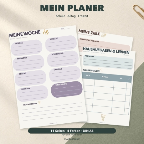 Schulplaner für Jugendliche | 4 Farben | DIN A5 PDF