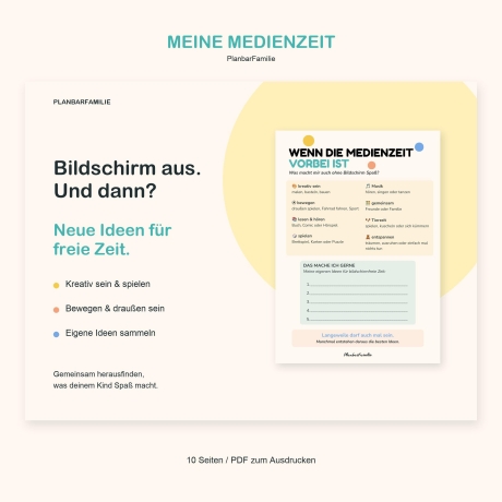 Medienzeit Planer für Kinder PDF | Bildschirmzeit & Regeln