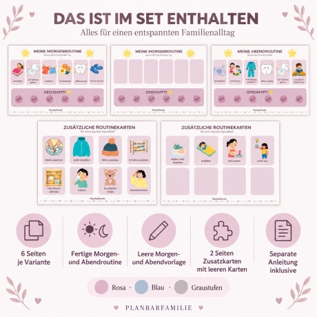 Routinekarten Kinder | Morgen- & Abendroutine | PDF-Set