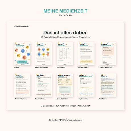 Medienzeit Planer für Kinder PDF | Bildschirmzeit & Regeln
