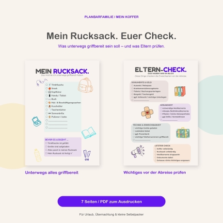 Packliste Kinder PDF | Koffer packen mit Bilder-Checkliste