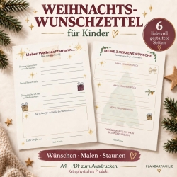 Weihnachts-Wunschzettel für Kinder | Weihnachtsbrief & Countdown