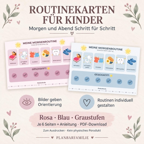 Routinekarten Kinder | Morgen- & Abendroutine | PDF-Set