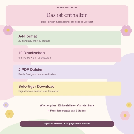 Essensplaner Familie PDF | Wochenplan & Einkaufsliste