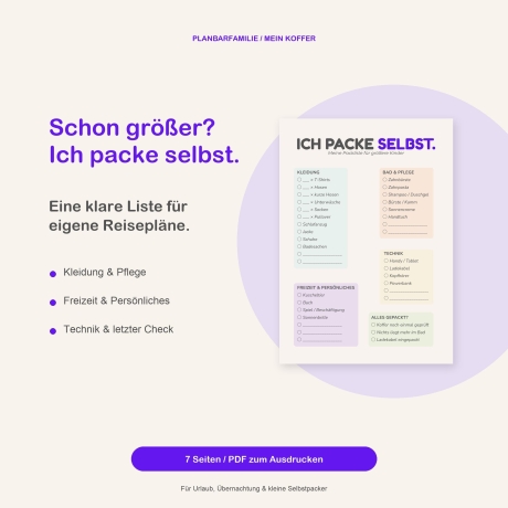 Packliste Kinder PDF | Koffer packen mit Bilder-Checkliste