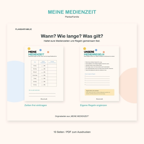 Medienzeit Planer für Kinder PDF | Bildschirmzeit & Regeln