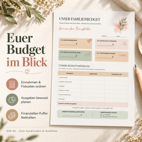 Familien Finanzplaner PDF | Haushaltsbuch zum Ausdrucken