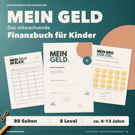 Finanzbuch für Kinder PDF | 8 Level Taschengeld & Sparen