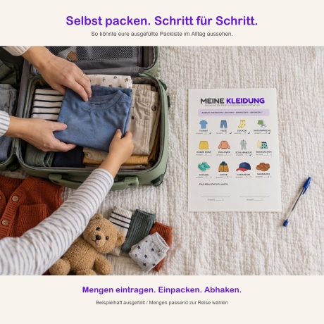Packliste Kinder PDF | Koffer packen mit Bilder-Checkliste
