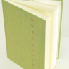 Notizbuch Spruch, blanko, handgefertigt, ca. A6, Gewebe, Prägung