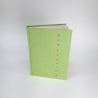 Notizbuch Spruch, blanko, handgefertigt, ca. A6, Gewebe, Prägung