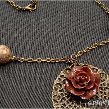 Rose Bienen Amulett Halskette Medaillon Blume handmade