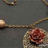 Rose Bienen Amulett Halskette Medaillon Blume handmade