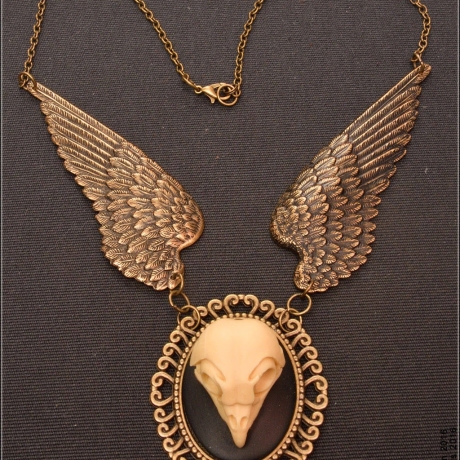 Eulenschädel Flügel Halskette Gothic Dark Romantic Victorian