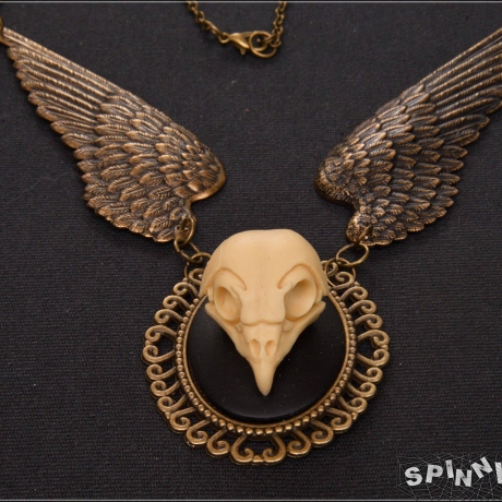 Eulenschädel Flügel Halskette Gothic Dark Romantic Victorian
