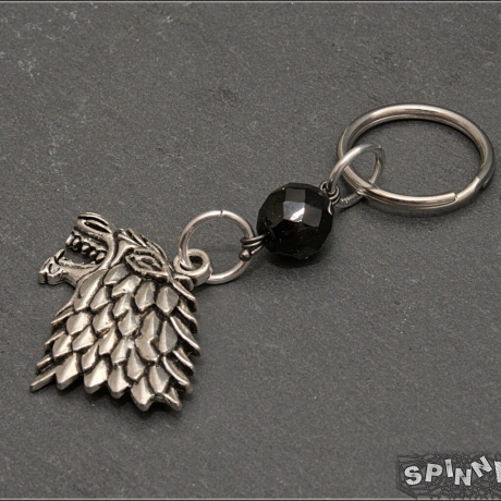 Wolfskopf Schlüsselanhänger -  Wolf, filigran, handmade, Metall