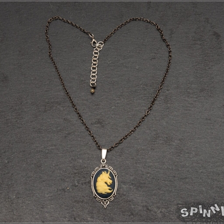 Einhorn Medaillon Halskette Halsschmuck Amulett handmade