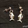 Fischgräten Ohrringe - Ohrstecker, Fische, Gothic, handmade