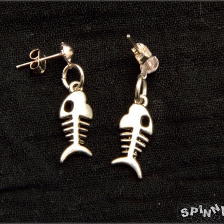 Fischgräten Ohrringe - Ohrstecker, Fische, Gothic, handmade